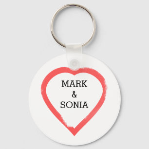 Minimalistiskt vattenfärga Bröllop Heart Nyckelring