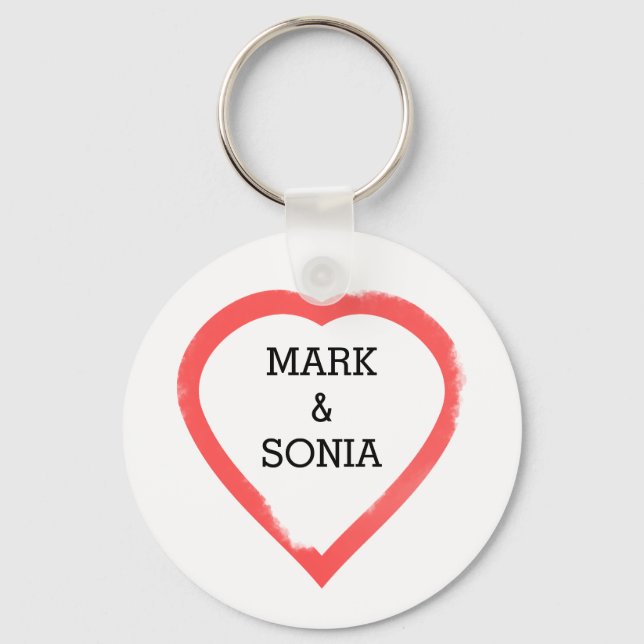 Minimalistiskt vattenfärga Bröllop Heart Nyckelring (Framsida)
