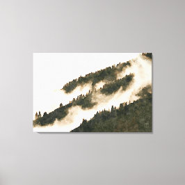 Minimalistiskt vattenfärgsdamm, bergslandskap canvastryck
