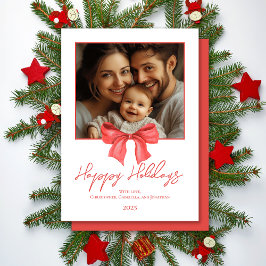 Minimalistiskt vattenfärgsfärgat enkelt foto, enke julkort