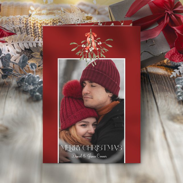 Minimalistiskt vattenfärgsfel, julfoto helgkort (Skapare uppladdad)