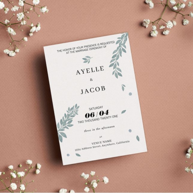 Minimalistiskt vattenfärgsfiske, Personligt bröllp Inbjudningar (Skapare uppladdad)