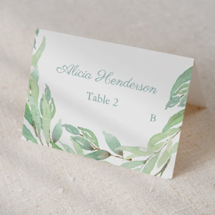 Minimalistiskt vattenfärgsgrå-baptism-platskort bordsnummer