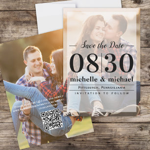 Minimalistiskt Vellum - enkelt foto QR-kodwebbpl Spara Datumet