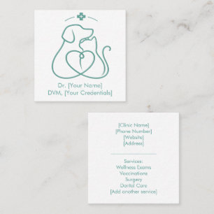 Minimalistiskt Vet-Affärskort med Pet-Logotyp Fyrkantigt Visitkort