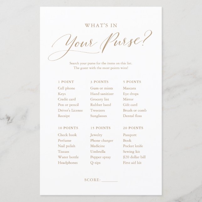 Minimalistiskt vete i ditt Purse Baby Shower-spel (Framsida)