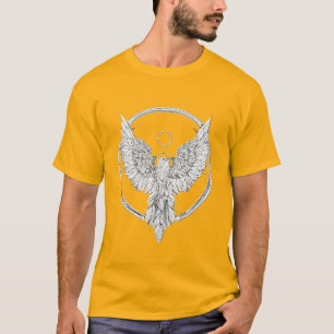 Minimalistiskt Vingar: Feather Line Art Stamped T- T Shirt