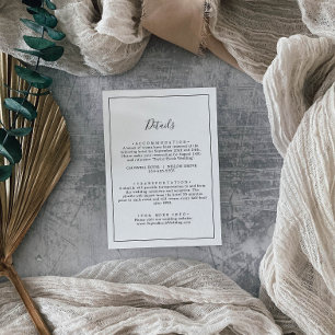 Minimalistiskt visitkort för information om Bröllo Tilläggskort