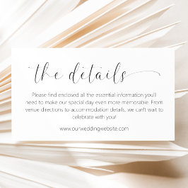 Minimalistiskt visitkort för information om Bröllo Tilläggskort