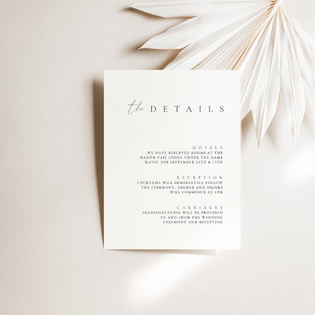 Minimalistiskt visitkort för information om ivoria inbjudningar (Skapare uppladdad)