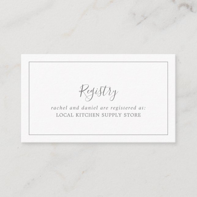 Minimalistiskt visitkort för Silver gift-register Tilläggskort (Framsida)