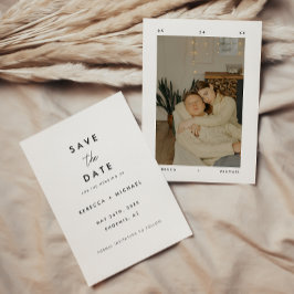 Minimalistiskt Vit modern foto Bröllop Spara Datumet
