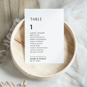 Minimalistiskt Vita Bordsnummer 1-säteskartor