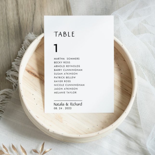 Minimalistiskt Vita Bordsnummer 1-säteskartor (Skapare uppladdad)