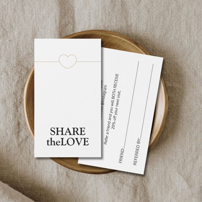 Minimalistiskt Vita Faux Guld Line Heart Visitkort (Skapare uppladdad)