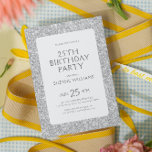 Minimalistiskt Vita Glitter Grattis på födelsedage Inbjudningar<br><div class="desc">Lycklig 25:e födelsedagsinbjudan med en vit glitter struktur med anpassade i grått. Du kan använda födelsedagsinbjudan för vilken födelsedag som helst.</div>