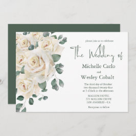 Minimalistiskt Vita och Grönt Ro Landskap Bröllop Inbjudningar