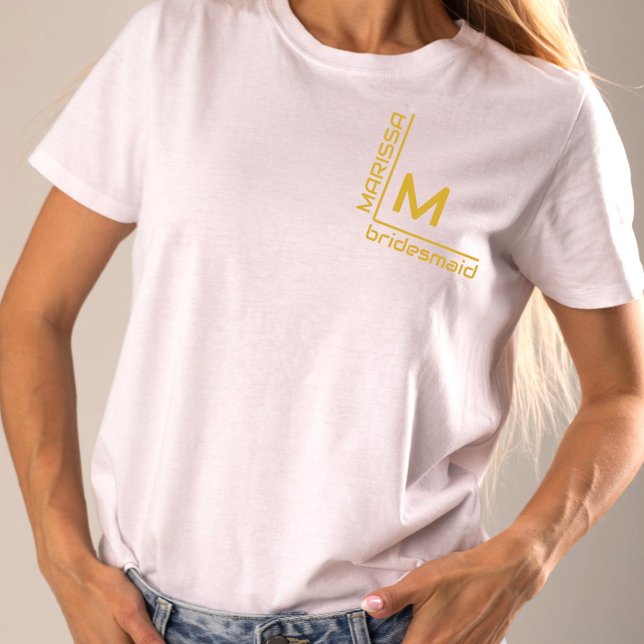 Minimalistiskt Vita och Guld Personlig Bridesmaid T Shirt (Skapare uppladdad)