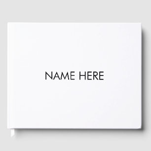 Minimalistiskt, vitt, anpassat namntextmonogram gästböcker
