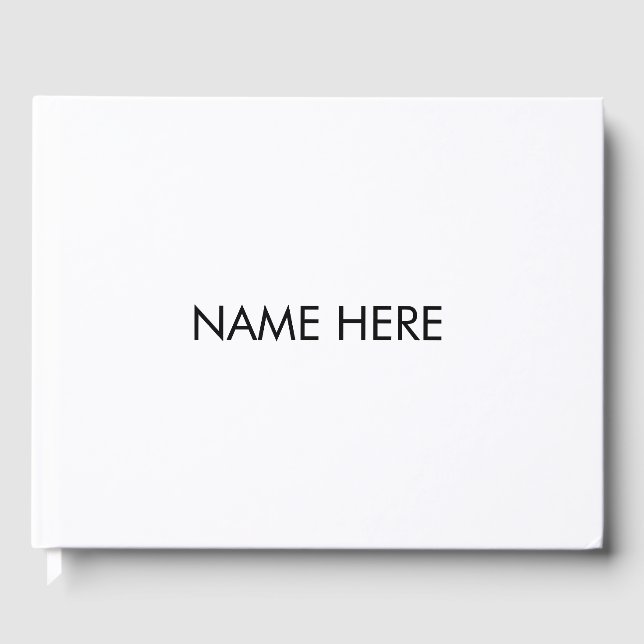 Minimalistiskt, vitt, anpassat namntextmonogram gästböcker (Framsida)