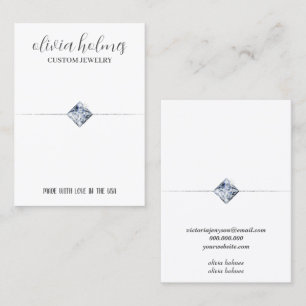 Minimalistiskt vitt, diamantsmyckigt affärskort visitkort