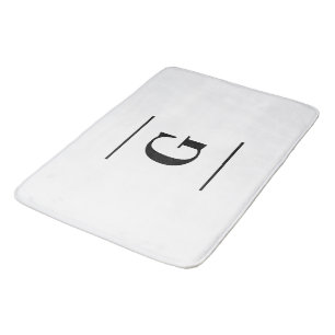 Minimalistiskt vitt enkelt monogram badrumsmatta