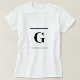 Minimalistiskt vitt enkelt monogram t shirt