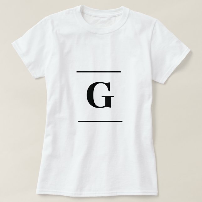 Minimalistiskt vitt enkelt monogram t shirt (Design framsida)