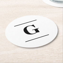 Minimalistiskt vitt enkelt monogram underlägg papper rund