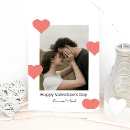 Minimalistiskt vitt hjärta valentin foto ögonblick julkort