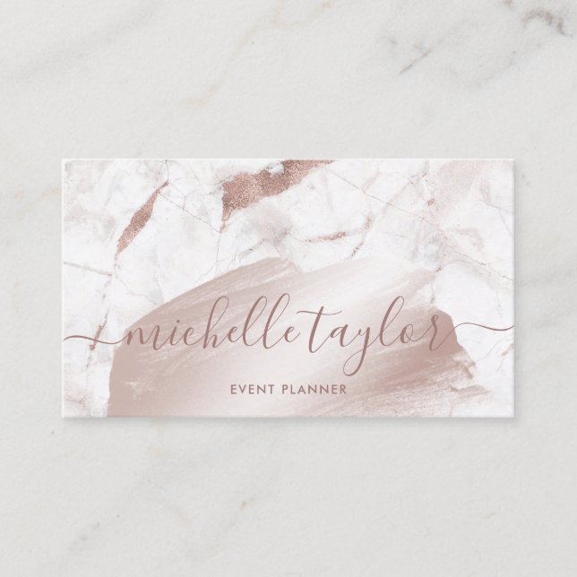 Minimalistiskt, vitt marble ro guld namnteckning s visitkort (Framsida)