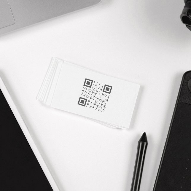 Minimalistiskt vitt QR-Affärskort Visitkort (Skapare uppladdad)