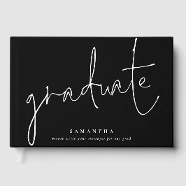 Minimalistiskt vitt skript Student Studenten svart Gästböcker