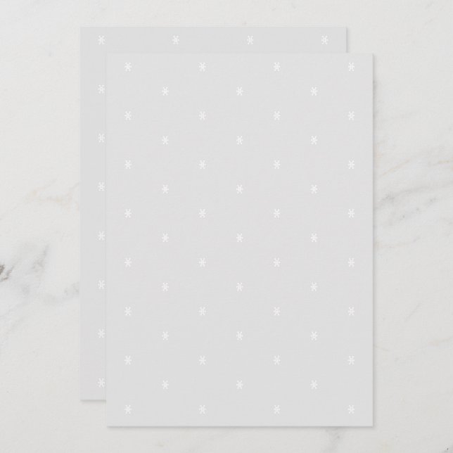 Minimalistiskt vitt snöflingor, lätt grått bakgrun inbjudningar (Fram/baksida)