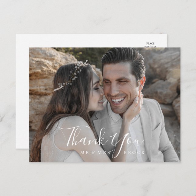 Minimalistiskt vykort för foto-Tack (Fram/baksida)