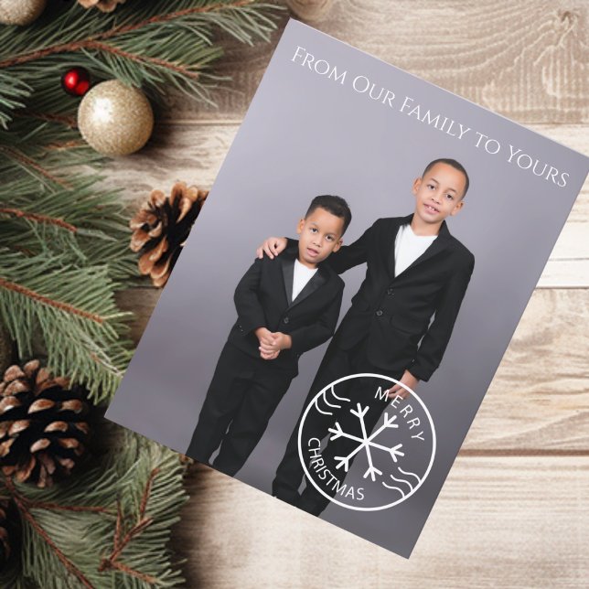 Minimalistiskt vykort för fotopatjul (Personalized Christmas photo postcard)