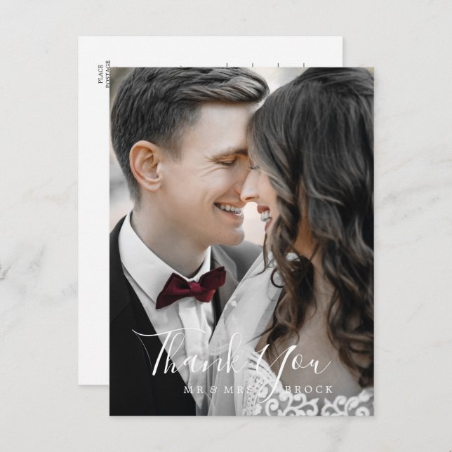 Minimalistiskt vykort för Tack av fotomall (Fram/baksida)