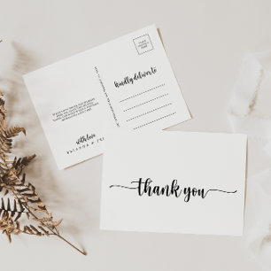 Minimalistiskt vykort för Tack av kalligrafi