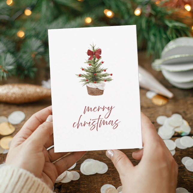 Minimalistiskt Watercolor Julgran-kort Inbjudningar (Skapare uppladdad)