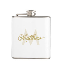 Minimalistiskt White Guld Add Namn och Monogram Ma Fickplunta