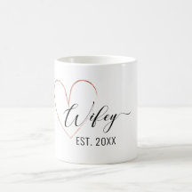 Minimalistiskt Wifey guld foil-hjärtkaffe Mugg