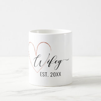 Minimalistiskt Wifey guld foil-hjärtkaffe Mugg