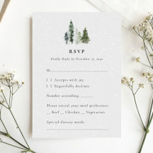 Minimalistiskt Winter Forest Bröllop OSA-kort