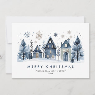 Minimalistiskt Winter Land Town Jul Corporate Julkort