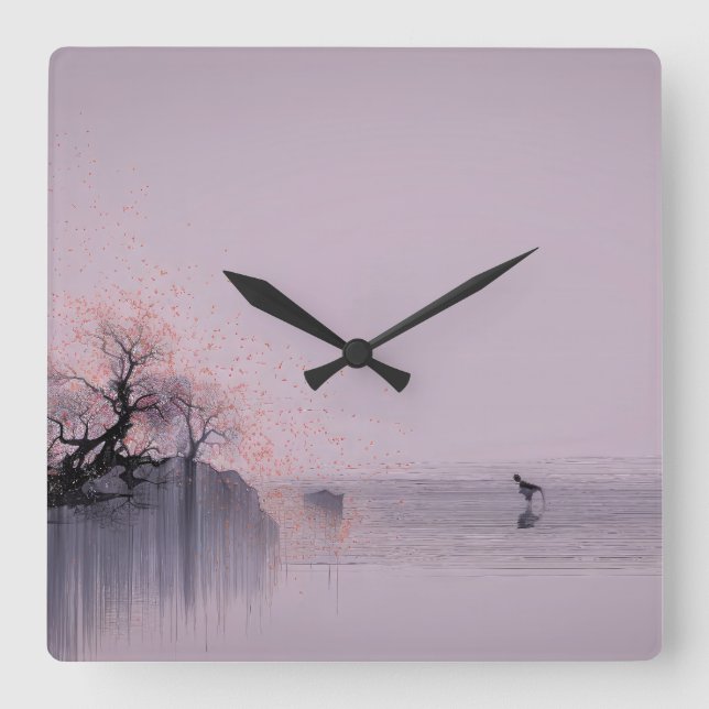 Minimalistiskt Zen liggande Fyrkantig Klocka (Framsida)