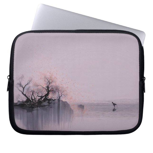 Minimalistiskt Zen liggande Laptop Fodral (Framsidan)