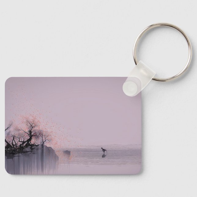 Minimalistiskt Zen liggande Nyckelring (Framsida)