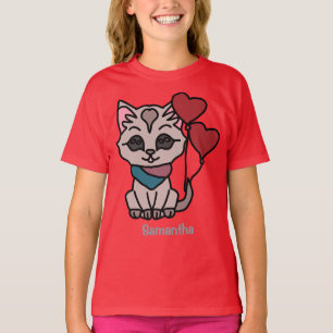 Minimalistkatt i lycklig med hjärta   Kärlek T Shirt