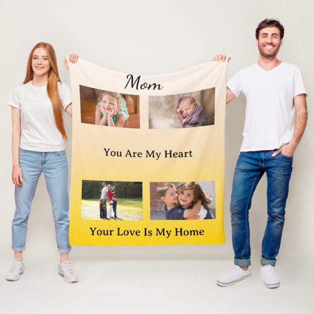 MinimalistKeepsake - Mamma, Du är mitt hjärta Fleecefilt (På plats)