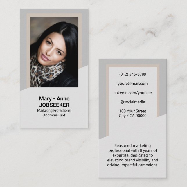 Minimalistklass för elegantens klassiska jobbsökar visitkort (Fram/baksida)